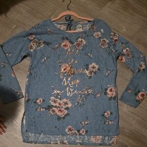 Disney Blue Floral Long Sleeve Kids Tee